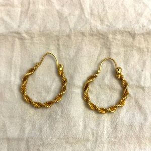 Vintage 14k solid gold twisted hoops